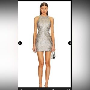 Alice + Olivia Metallic Silver Mini Dress